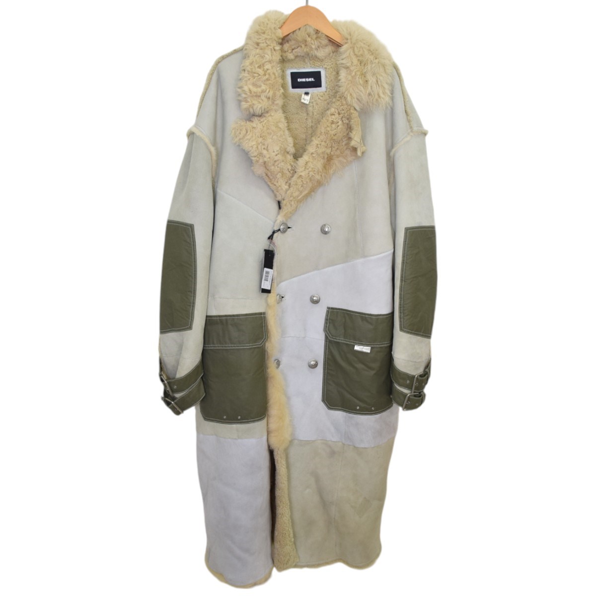 【中古】 DIESEL　 BIGFOOT-ED JACKET ムートン ロングコート グレー×カーキ サイズ：L 【030725】（ディーゼル） 32,533円