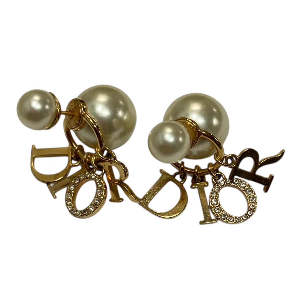 Dior ゴールド フープピアス パール付き Dior ゴールドメッキ パール付きフープピアス - メルカリ