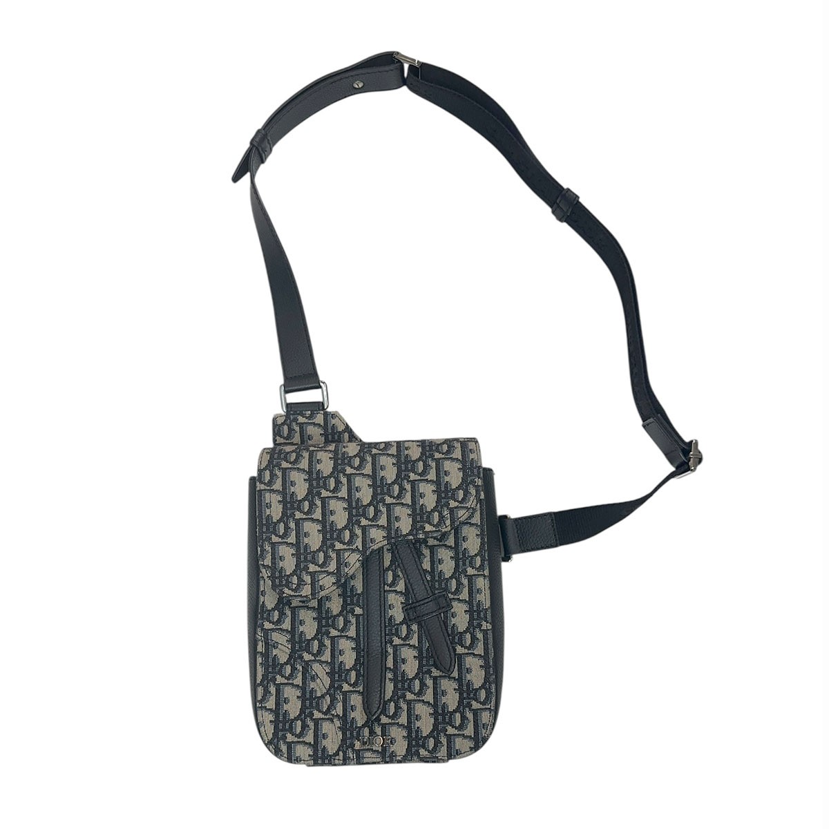 【中古】DIOR Saddle Rectangular Crossbody Pouch Oblique Canvas オブリーグジャガードショルダーバッグ 21-BO-0220 薄墨色×黒いこと 【060725】（クリスチャンディオール）