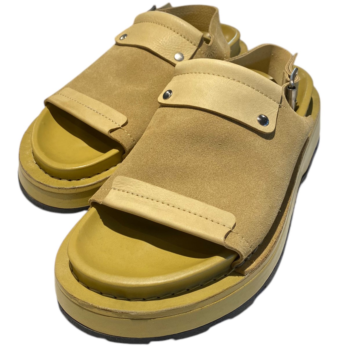 【中古】JIL SANDER ALMOND sandal suede reversedレザーサンダル靴スニーカー J33WP0004 イエローベージュ サイズ：42(27cm) 【070725】（ジルサンダー）
