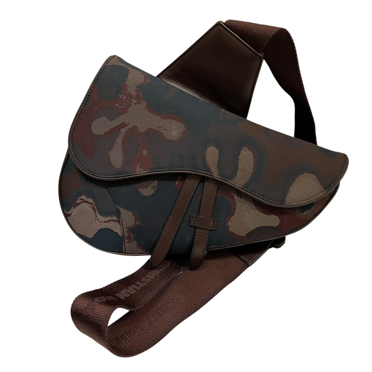 【中古】 DIOR×PETER DOIG サドルショルダーバッグ ブラウン 【価格見直し】