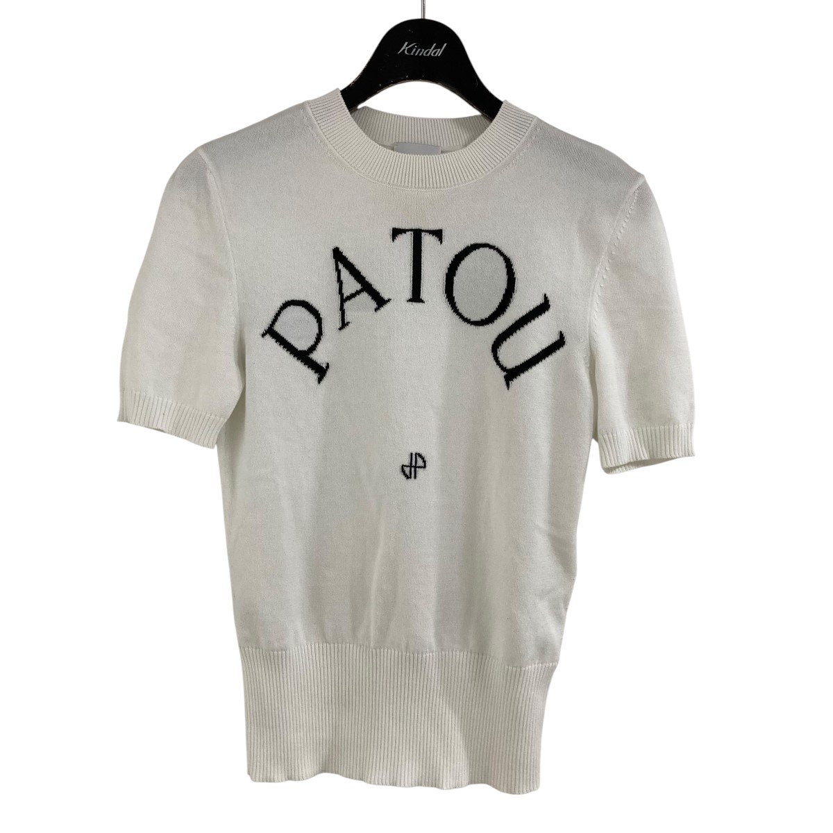 PATOU パトゥー 裾ロゴタグ クロップド クルーネック 長袖ニット セーター ブラック レディース KN0998041999B PATOU パトゥー 裾ロゴタグ クロップド クルーネック 長袖ニット
