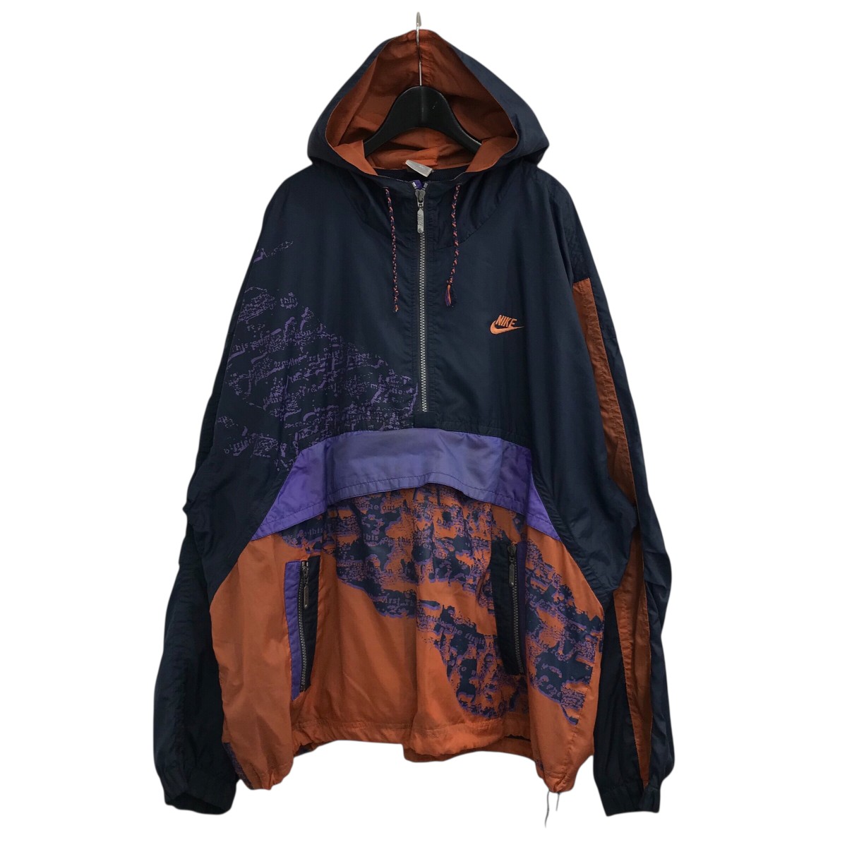 美品！[NIKE Aqua Gear] リバーシブルナイロンジャケット 91年製 NIKE AQUA GEAR Reversible Anorak Parka 蛍光緑紫 XL