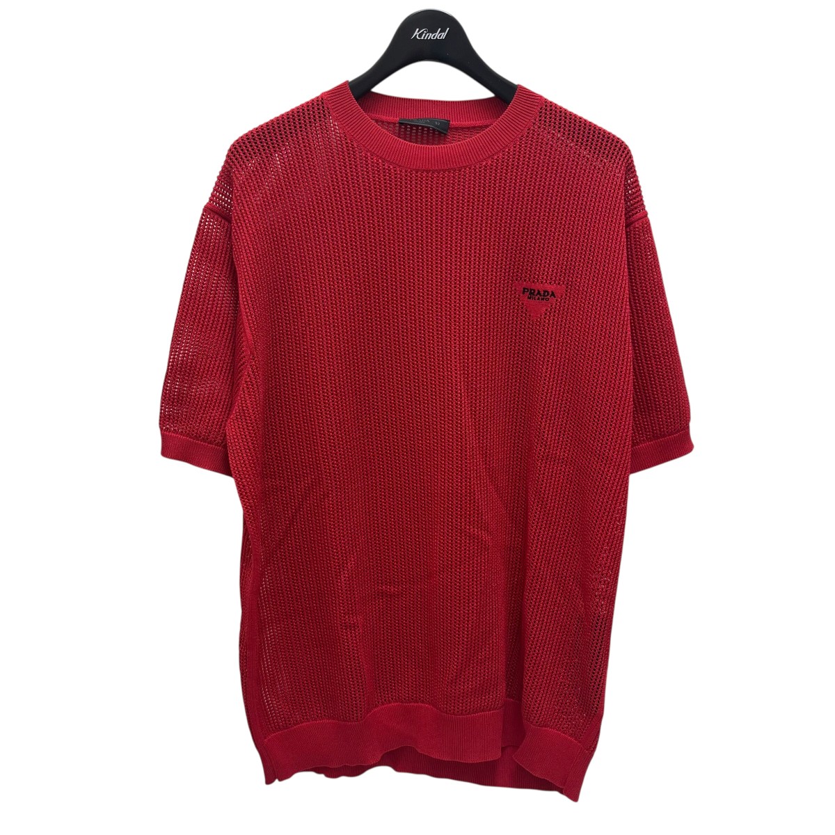 【中古】 PRADA 半袖メッシュニット S221 1020 レッド サイズ:52 【140426】(プラダ)