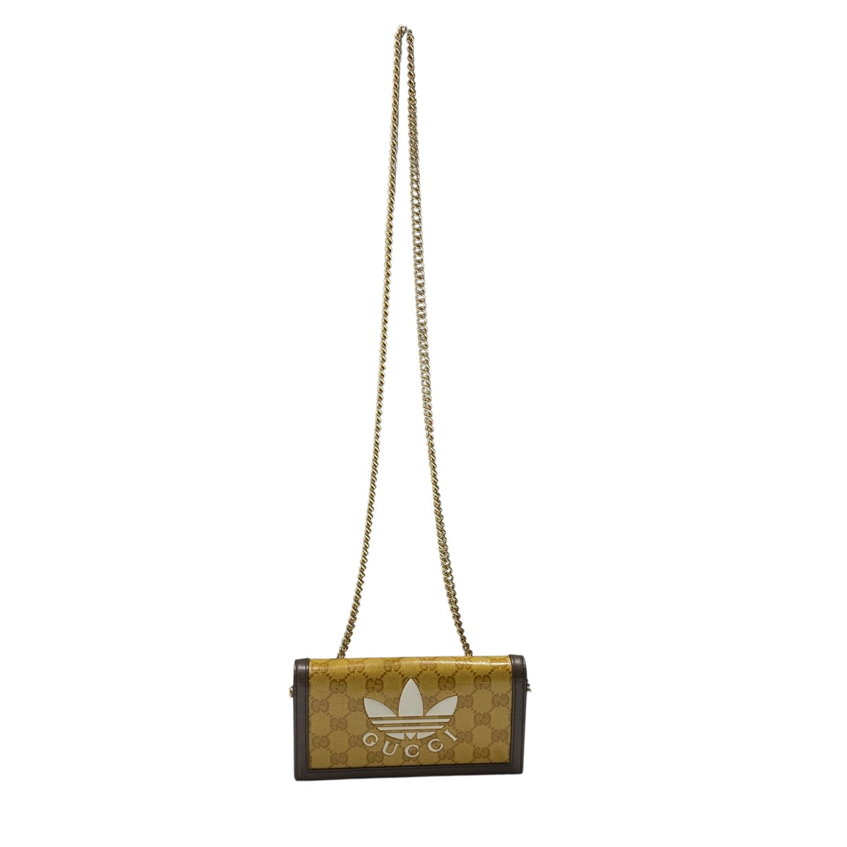 【中古】 GUCCI　 チェーンウォレット ショルダーバッグ ベージュ×ブラウン 【140725】（グッチ）