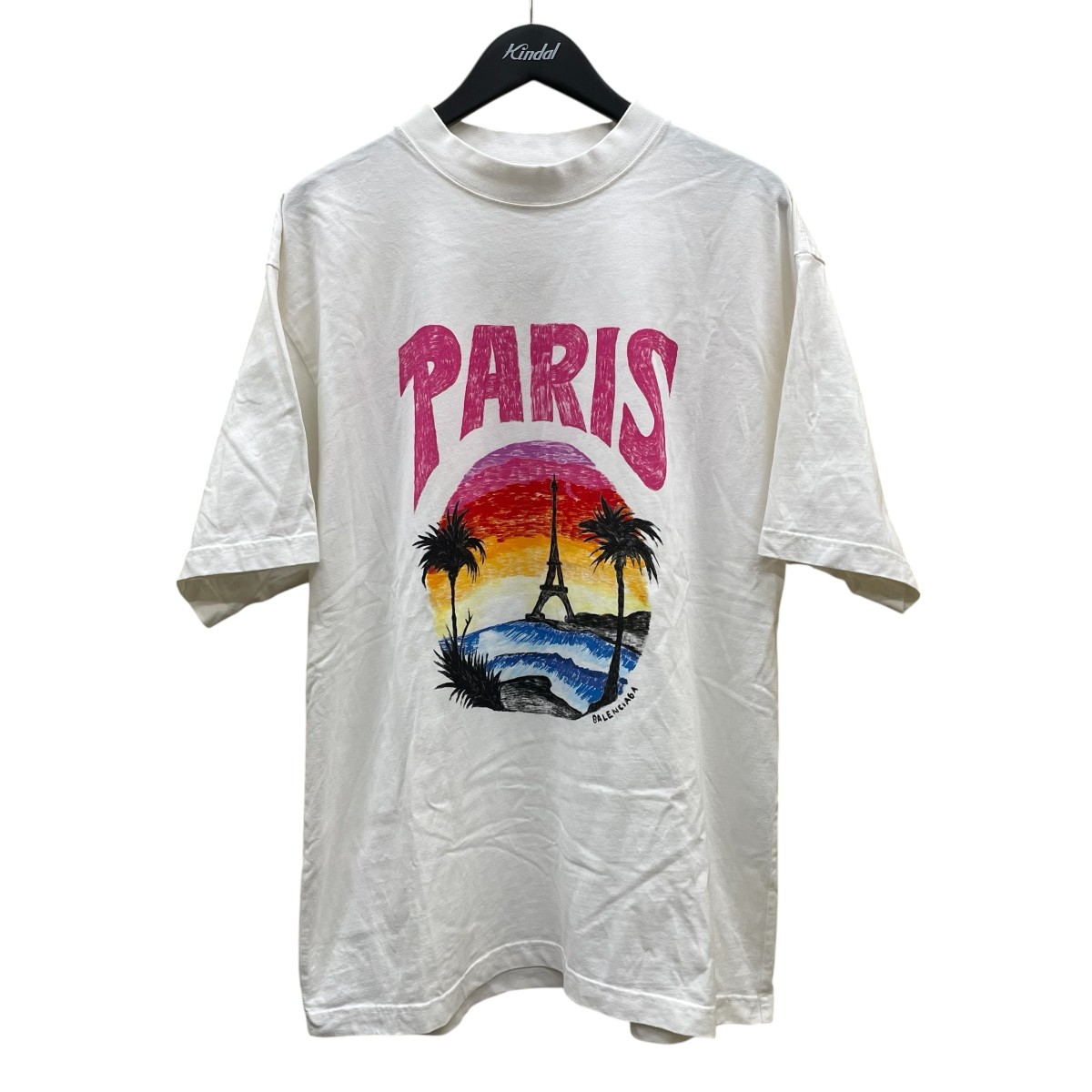 【中古】 BALENCIAGA　 24SSパリトロピカルプリントTシャツ 半袖カットソー 764235 TPVL9 ホワイト サイズ：S 【120426】（バレンシアガ）