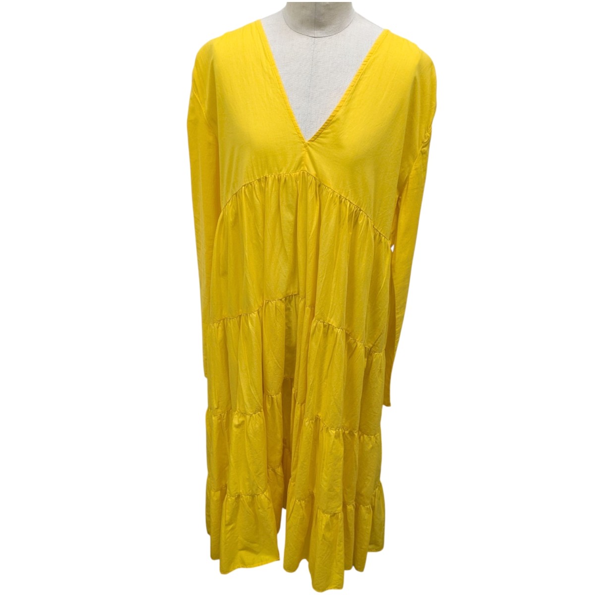 【中古】 Merlette コットンティアードロングスリーブ ワンピース 1577-343-4814 イエロー 【価格見直し】