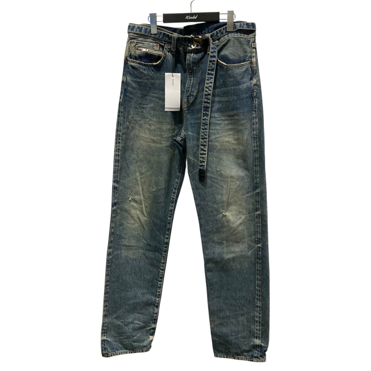 24SS sacai サカイ Denim Shorts BEYONDEXX SACAI Belted pleated denim and shell shorts | NET-A-PORTER