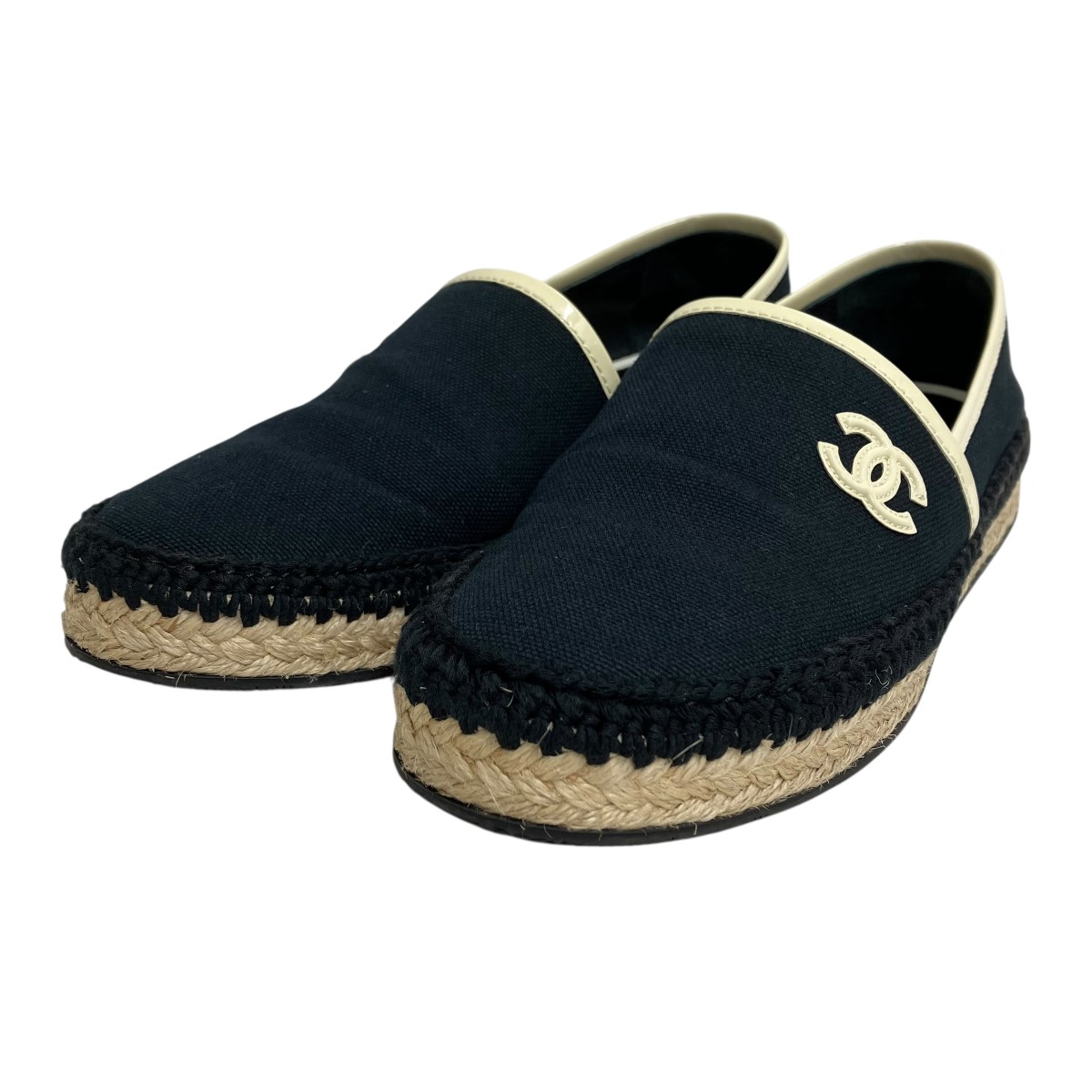 【中古】CHANEL ココマーク エスパドリーユ G36059 黒いこと×ベージュ 大きさ：37 【160426】（シャネル）