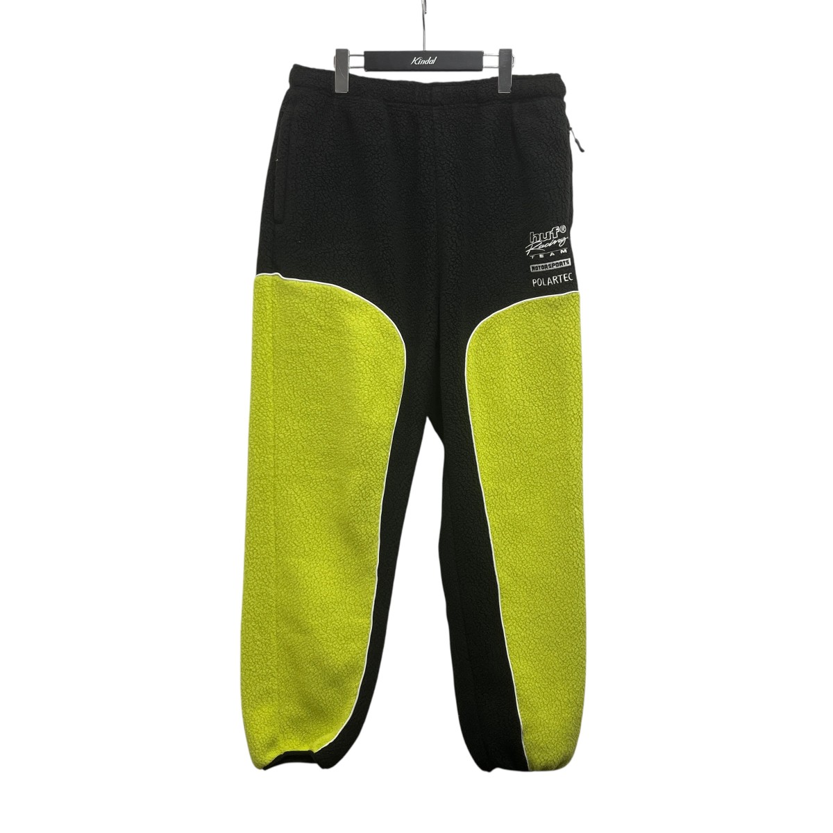 【中古】 HUF Polartec Racing Fleece Pants ブラック×グリーン サイズ：XL 【価格見直し】