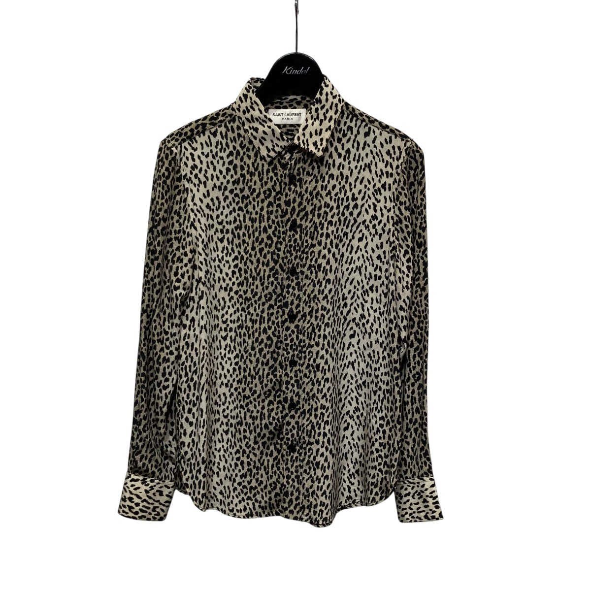 【中古】 Saint Laurent Paris　 レオパードシルクシャツ 327568 ブラウン サイズ：34 【250126】（サンローランパリ）