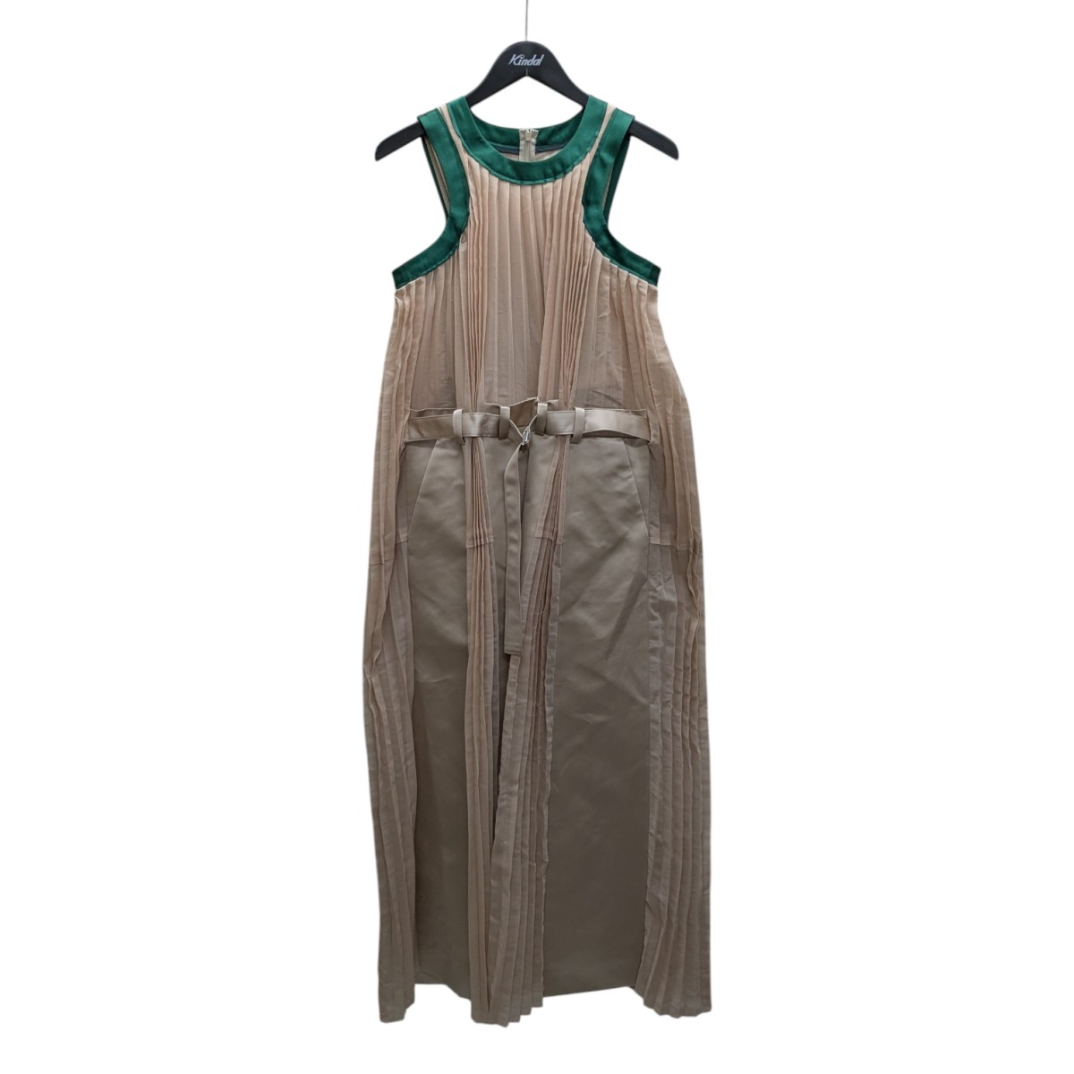【中古】\u003cBR\u003esacai\u003cBR\u003eSilk Satin Mix Dress シルクサテンミックスドレス 22-06114 ベージュ×緑であること 大きさ：1\u003cBR\u003e【必要経費思いかえす】