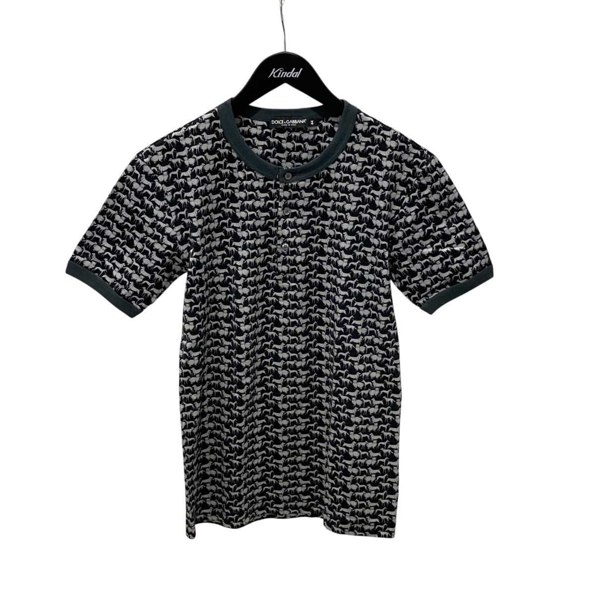 【中古】 DOLCE ＆ GABBANA 動物プリント総柄 半袖カットソー G8ES7T ブラック サイズ：44 【価格見直し】