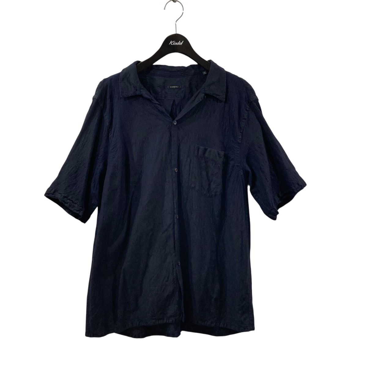 【中古】 COMOLI 24SS ウールシルク 半袖オープンカラーシャツ 半袖シャツ Z01-02010 ネイビー サイズ：4 【価格見直し】