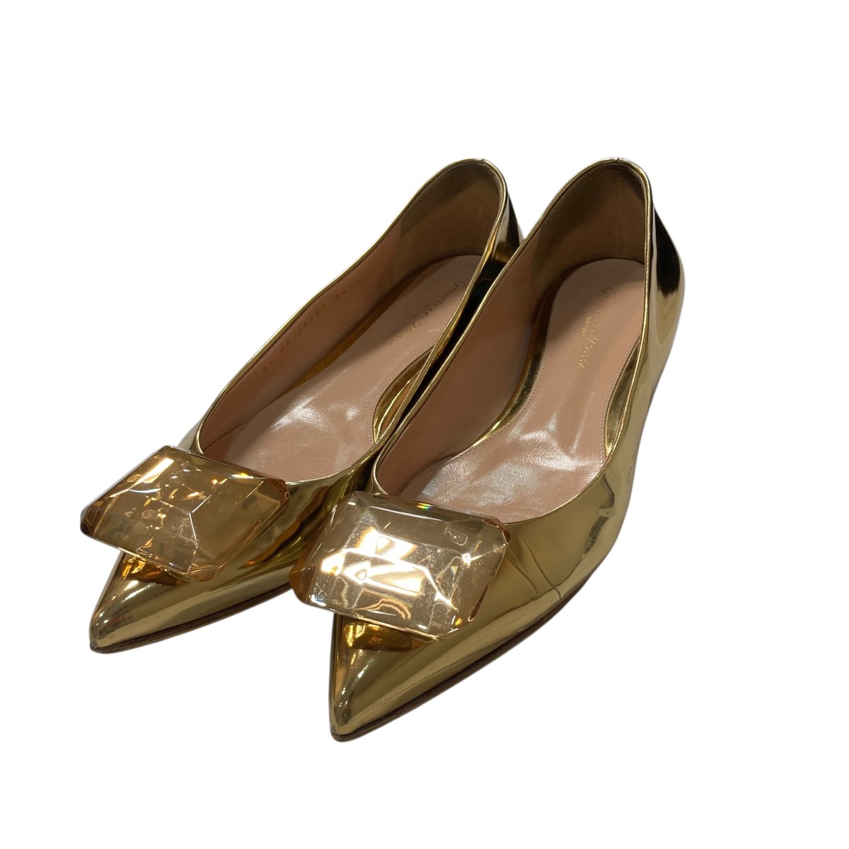 【中古】<br>Gianvito Rossi<br>JAIPUR 05 ポインテッドトゥパンプス 22131 ゴールド サイズ：38<br>【価格見直し】