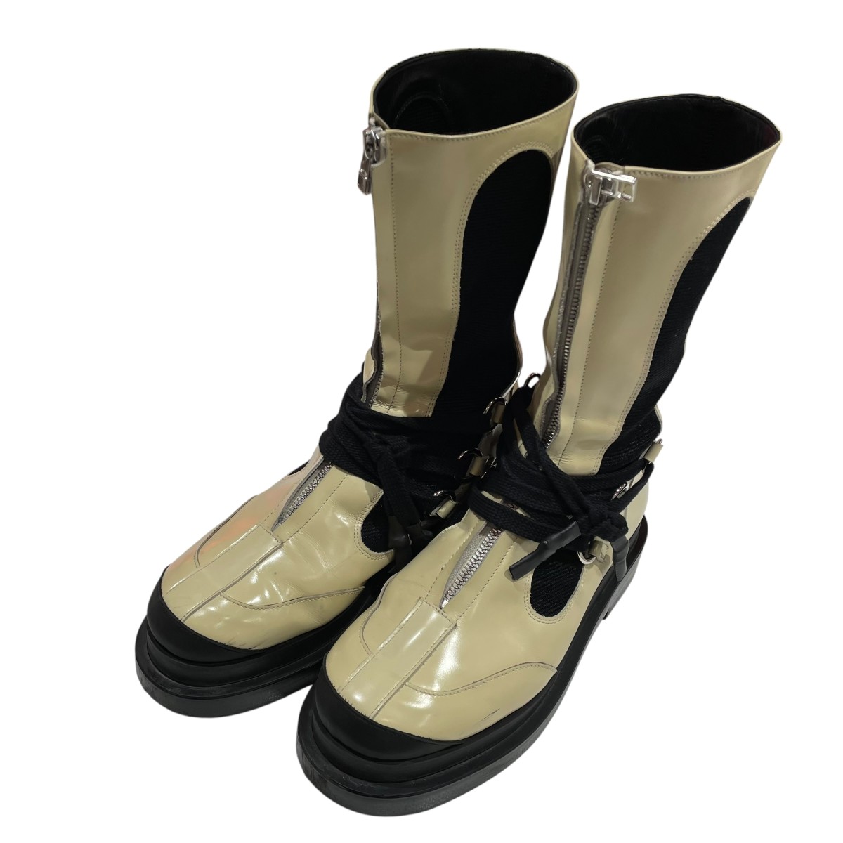 【中古】<br>FUMIKA UCHIDA<br>ZIP-UP BOOTS ブーツ FU-M-GD001 イエロー サイズ：37<br>【価格見直し】