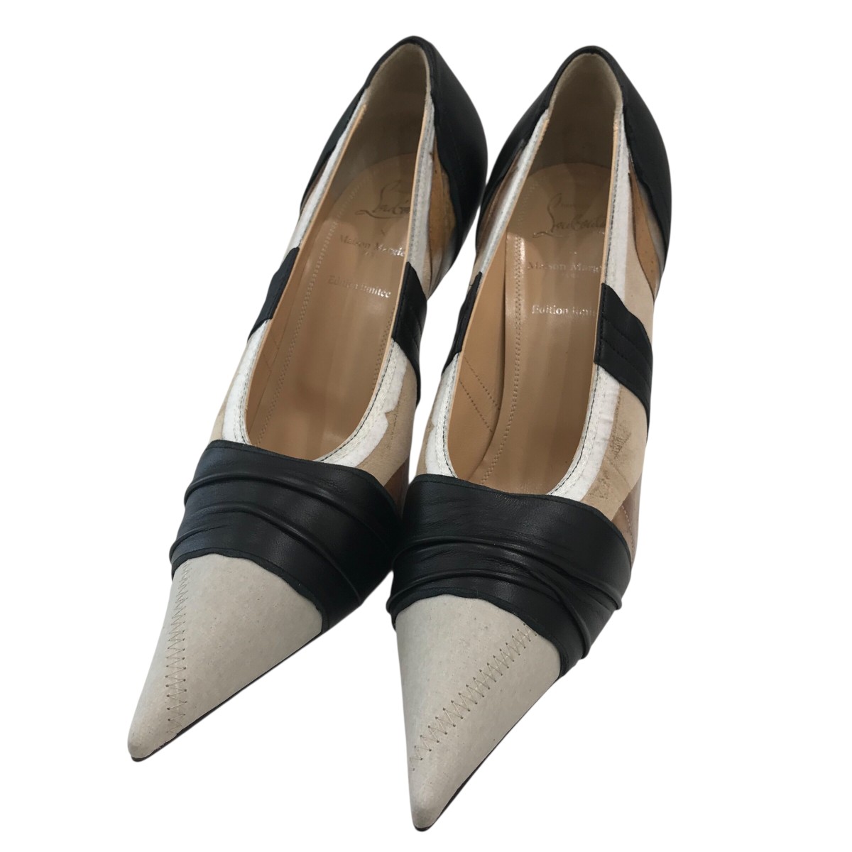 【中古】 Christian Louboutin×Maison Margiela 「Martinloula」 パンプス ブラック×ベージュ サイズ：39 【価格見直し】