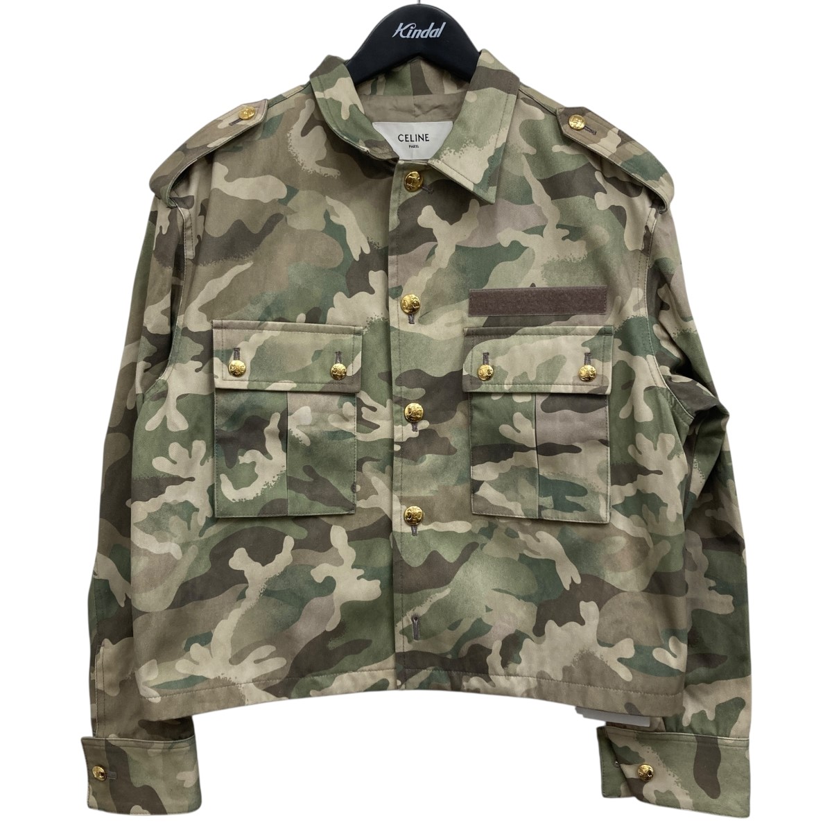 【中古】 CELINE カモフラージュコットンジャケット カーキ サイズ：34 【価格見直し】