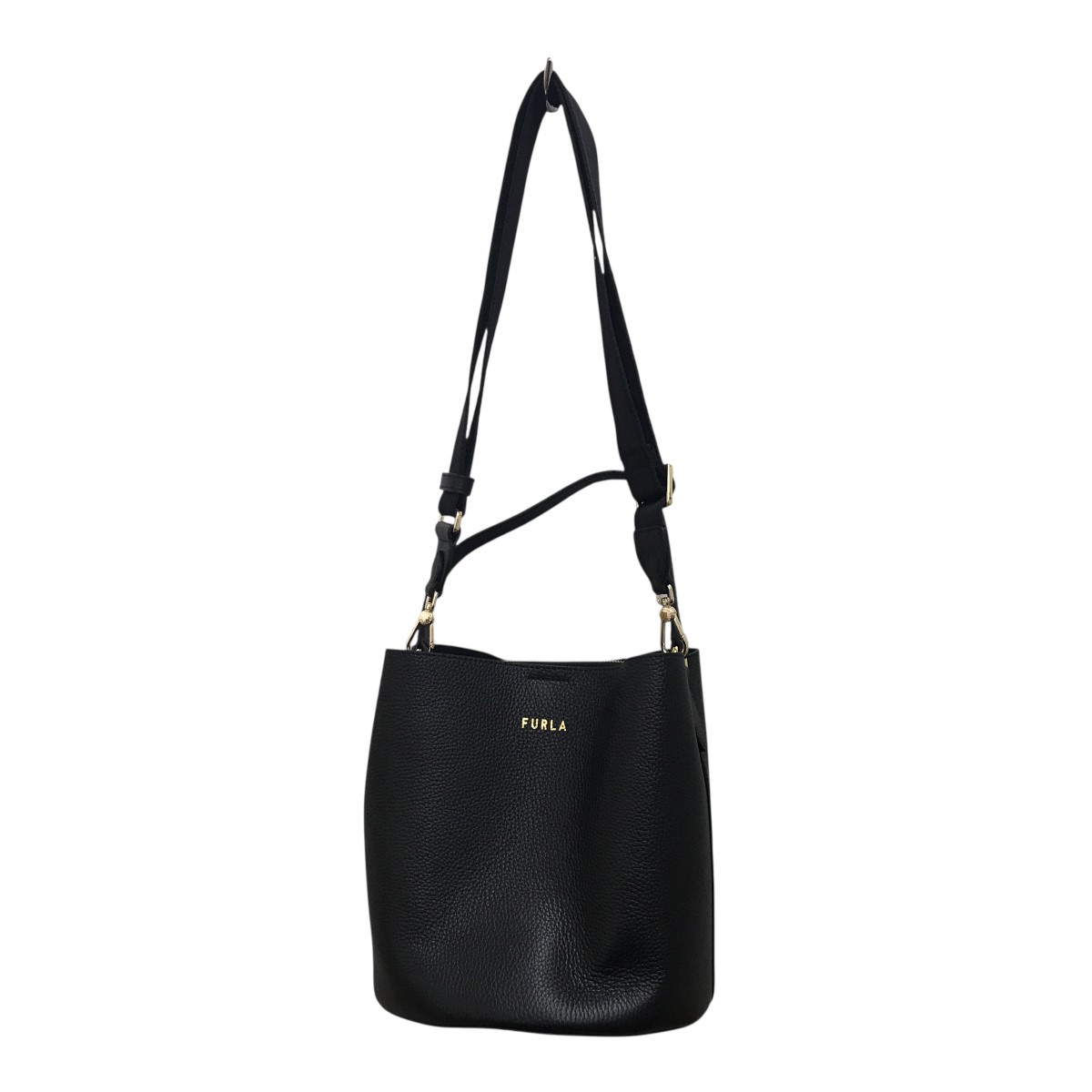 【中古】FURLA バケツ型ショルダーバッグ ブラック 【020825】（フルラ）