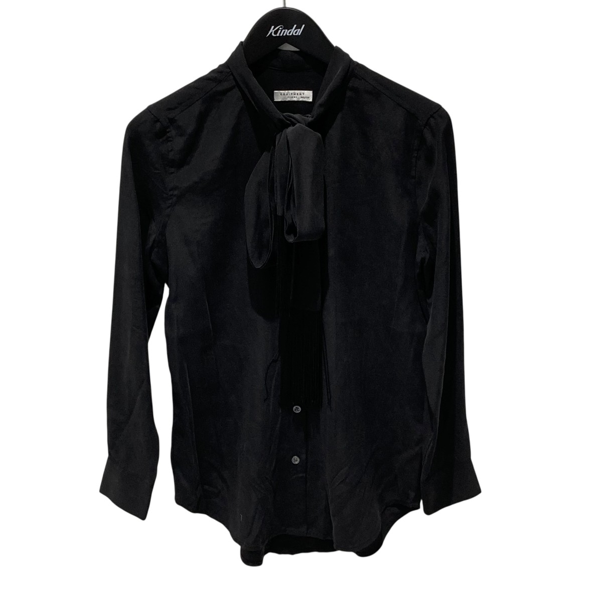 【中古】 EQUIPMENT Tie Neck Button Up Shirt シルクシャツ Q23-E961D ブラック サイズ：Free 【価格見直し】