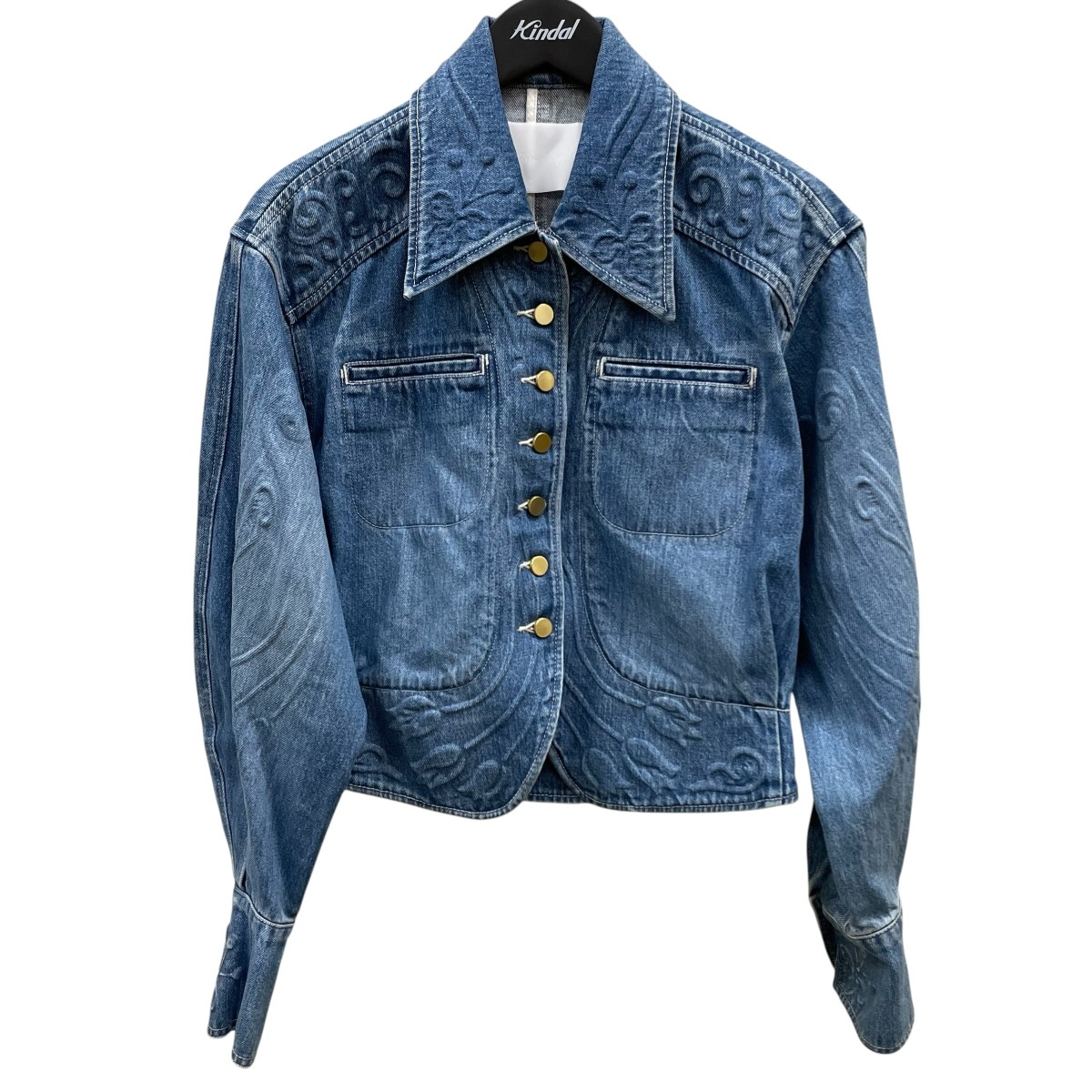 【中古】 mame kurogouchi Floral Embossed Short Denim Jacket エンボス加工デニムジャケット MM24SS JK022 インディゴ サイズ：2 【価格見直し】