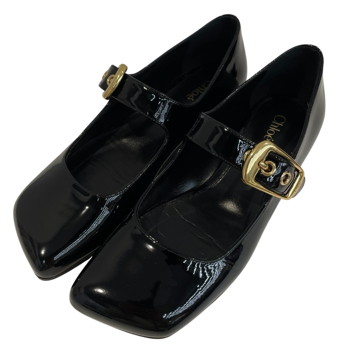 【中古】<br>Chloe<br>POLLY パテント バレエシューズ CHC24W07BOR001 ブラック サイズ：37<br>【価格見直し】
