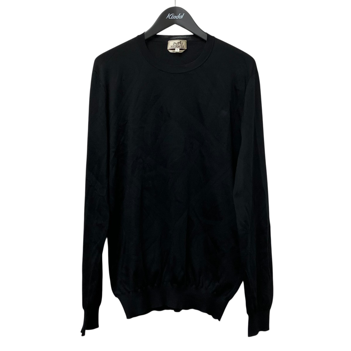 【中古】HERMESカンカイユリ・エケストル シルクニット ブラック サイズ：XL【価格見直し】｜ブランド古着のカインドオル