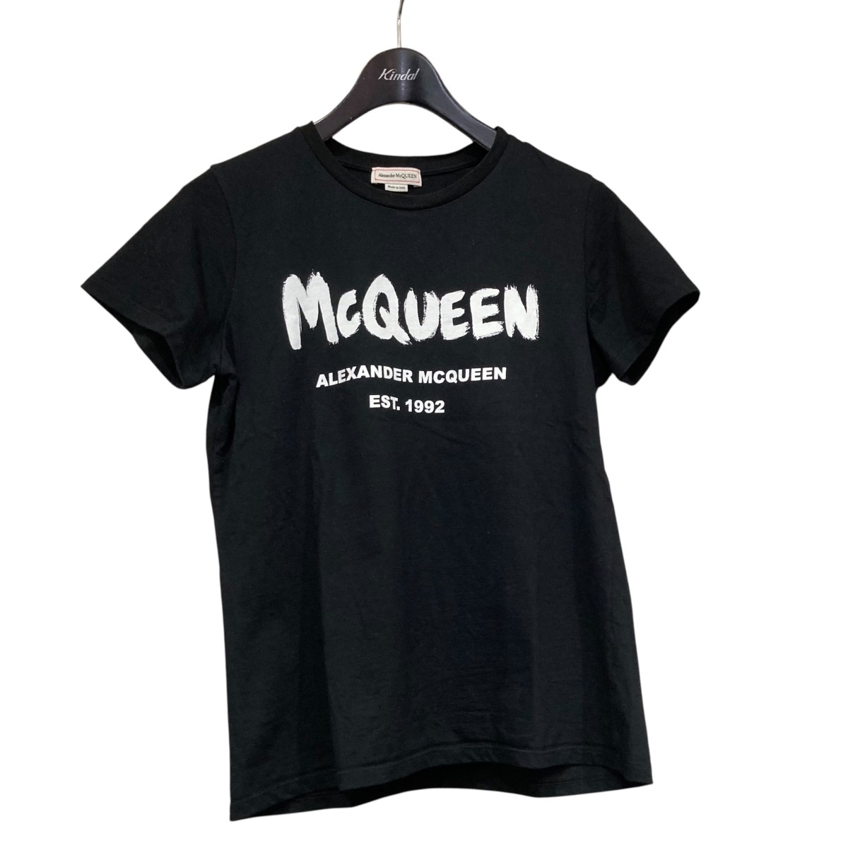 【中古】\u003cBR\u003eALEXANDER McQUEEN\u003cBR\u003eロゴタイプ刷り上げるティーシャツ 608614 黒いこと 大きさ：38\u003cBR\u003e【通貨価値思いなおす】