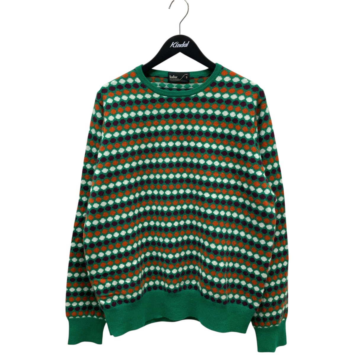 【中古】 KOLOR 24AW カシミヤドット柄ニット クルーネックニット 24WCM-N04303 グリーン サイズ:3 【価格見直し】