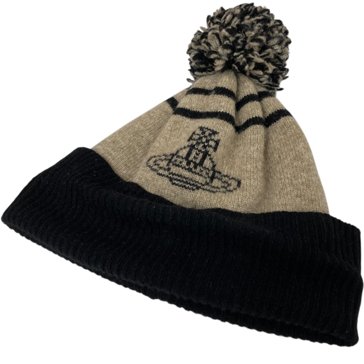 Vivienne Westwood ニット帽 ポンポン 正規品 Vivienne Westwood 耳当て ポンポン ムーンバット ウール 帽子