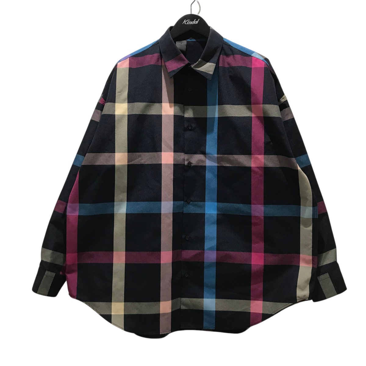 【中古】 N．HOOLYWOOD　 長袖シャツ 2242-SH07-013 ブラック×ブルー サイズ：40 【300126】（エヌハリウッド）