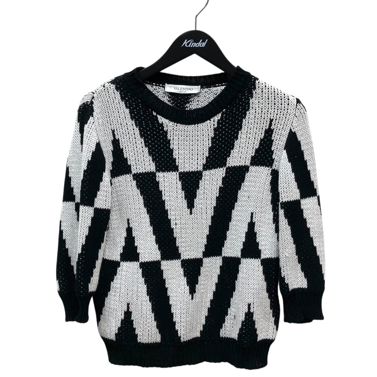 【中古】 VALENTINO 7分丈セーター WB3KC23Y6HS ホワイト×ブラック サイズ：S 【価格見直し】