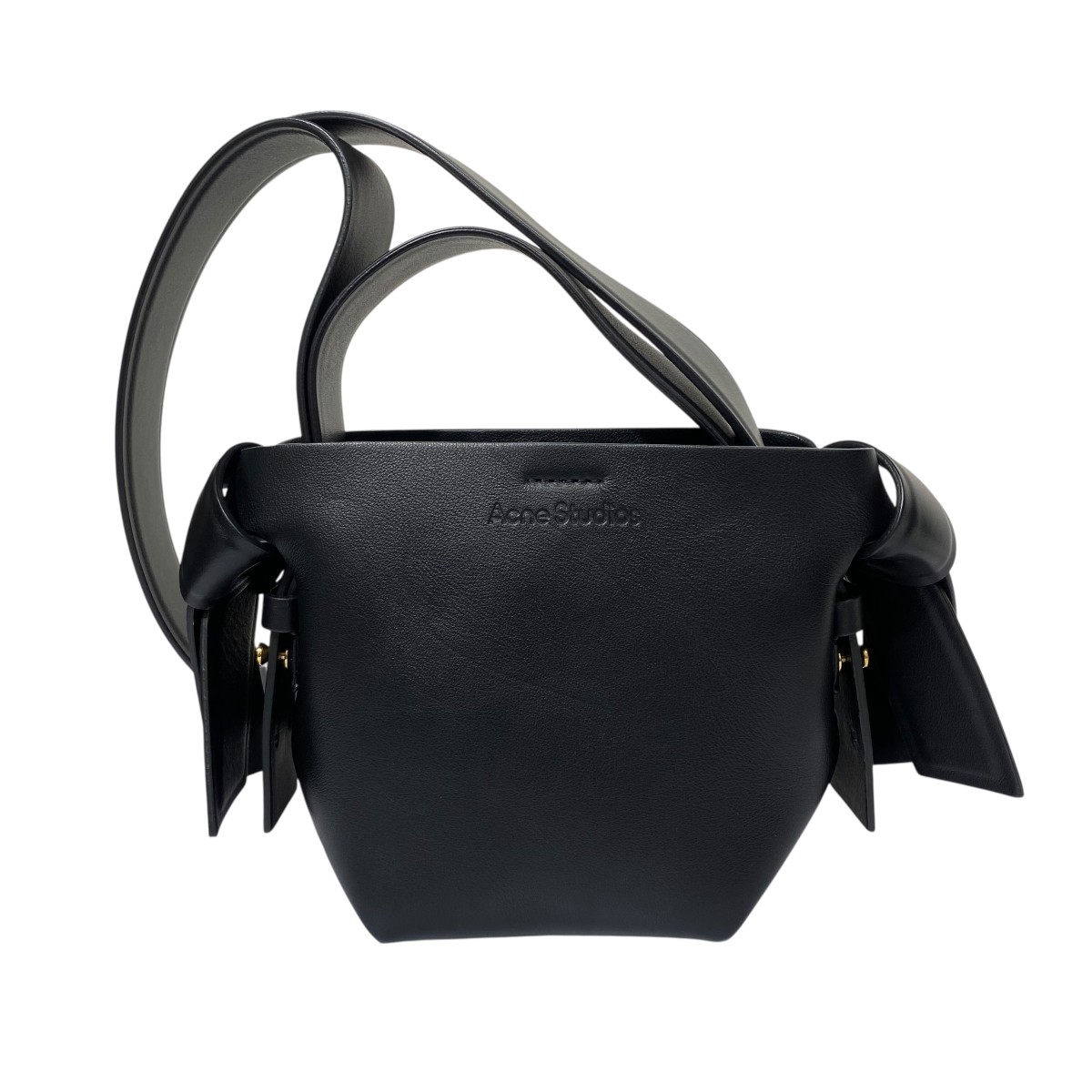 【Acne studios】アクネスタジオ ハンドバッグ ロゴ ブラック Acne Studios レディース ロゴショッパーミニトートバッグ の