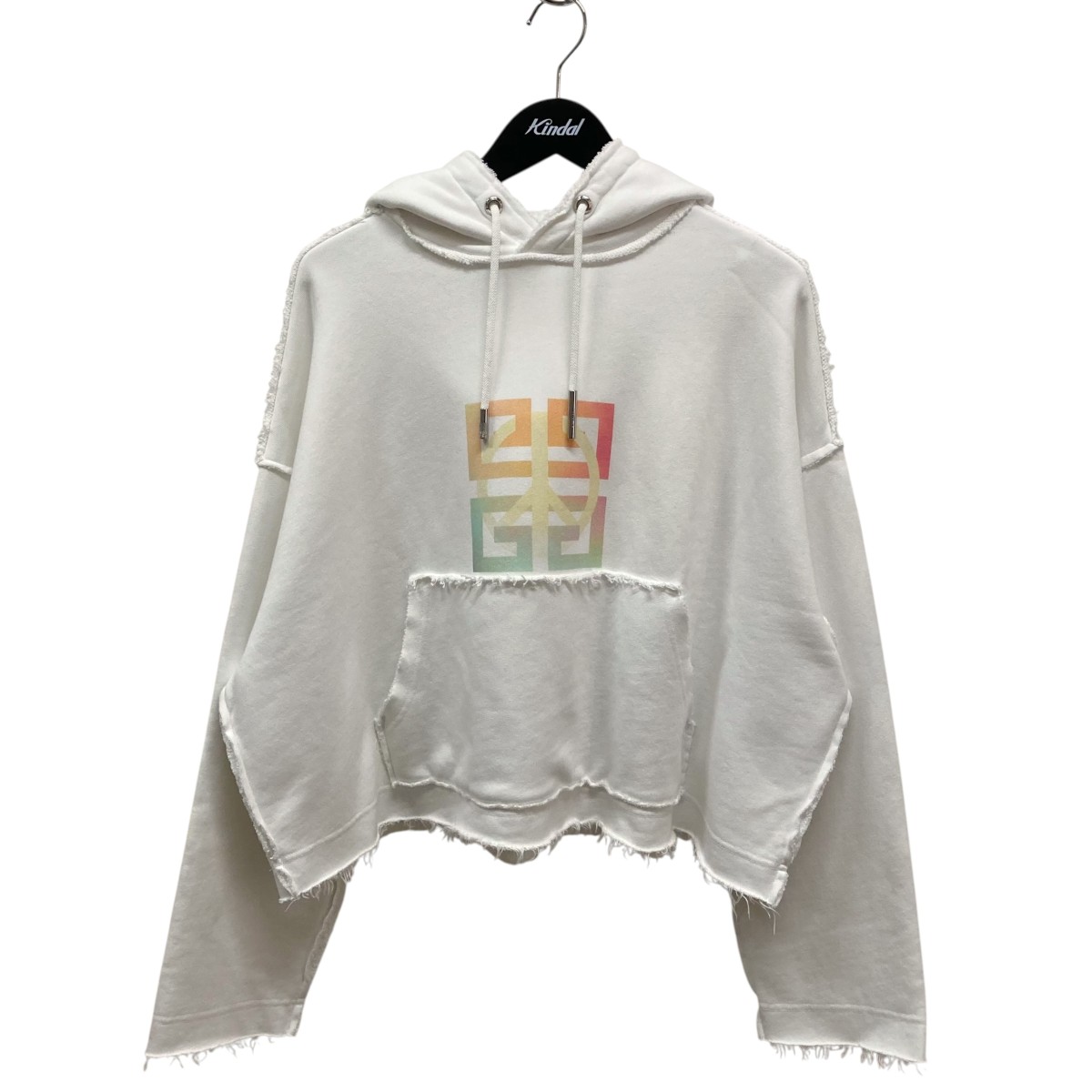 【中古】 GIVENCHY Cropped Rainbow 4G Logo Hoodie パーカー 8WJ0303Z9Y ホワイト サイズ：XS 【価格見直し】