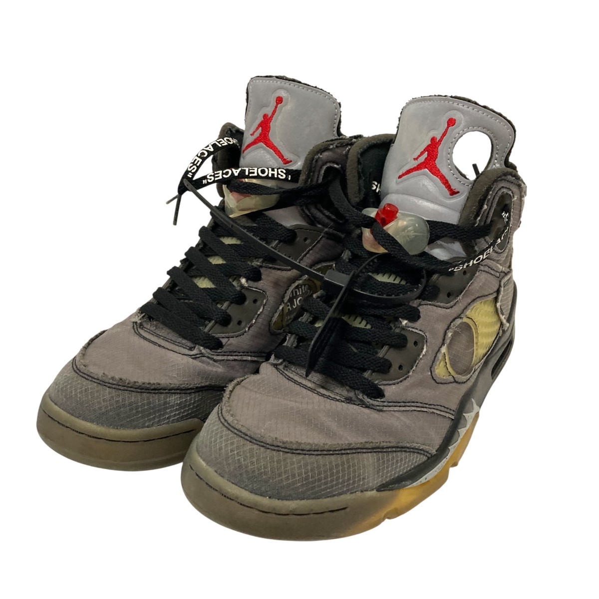 【中古】 NIKE×OFFWHITE AIR JORDAN 5 RETRO SP スニーカー CT8480 001 ブラック サイズ：28cm 【価格見直し】