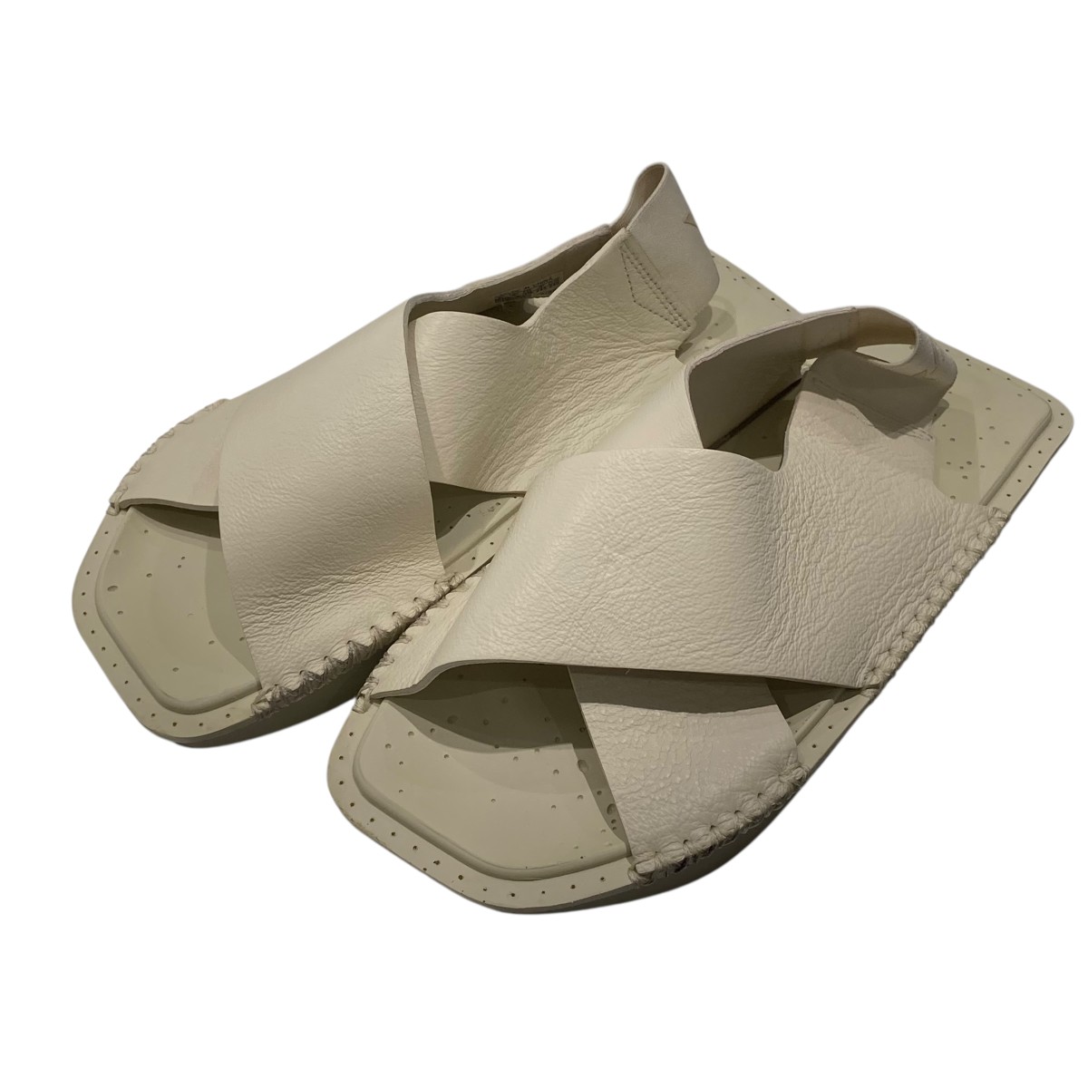【Y-3】オフホワイト レザー プラットフォーム スライドサンダル Y-3 SLIDE Y-3│Y-3 ワイスリー