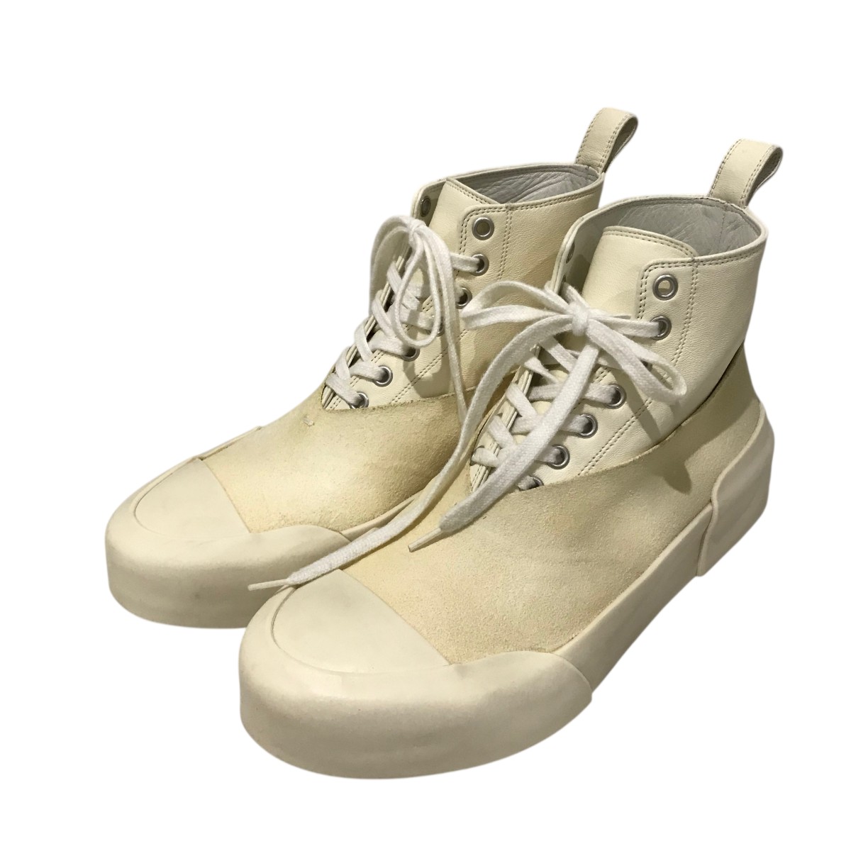 【中古】\u003cBR\u003eJIL SANDER\u003cBR\u003eハイカットレザーシューズ J16WS0009 象牙色 大きさ：37\u003cBR\u003e【必要経費思いなおす】