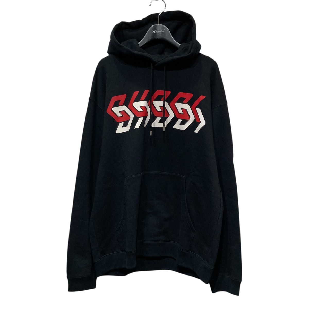 【中古】\u003cBR\u003eGUCCI\u003cBR\u003eミラーロゴプリントプルオーバーパーカー 681210 黒いこと 大きさ：S\u003cBR\u003e【通貨価値思いなおす】