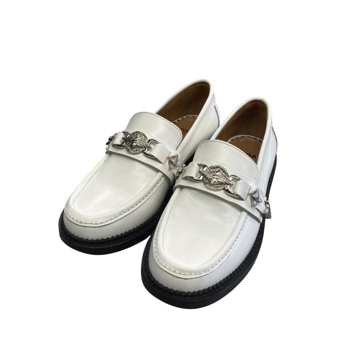 【中古】 TOGA PULLA メタルバックル ローファー ホワイト サイズ：37 【価格見直し】