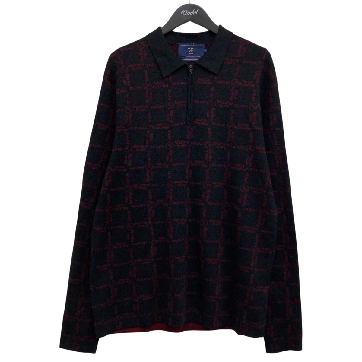 【中古】 Martine rose×FARAH ニットポロシャツ ブラック サイズ：L 【価格見直し】