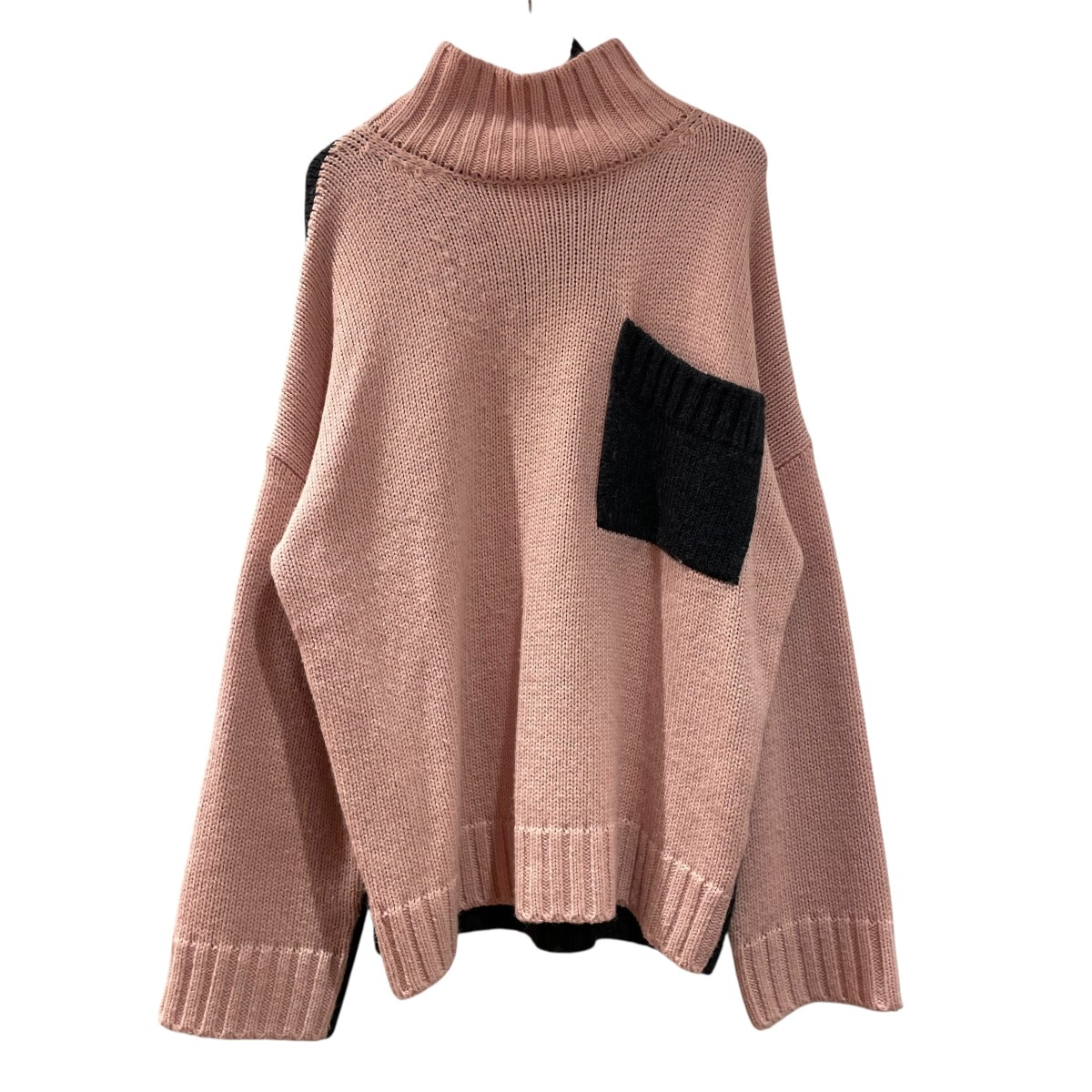 【中古】J．W．ANDERSON CONTRAST PATCH POCKET JUMPER 編み物 さくら色×薄墨色 大きさ：L 【020526】（ジョナサンウィリアムアンダーソン）