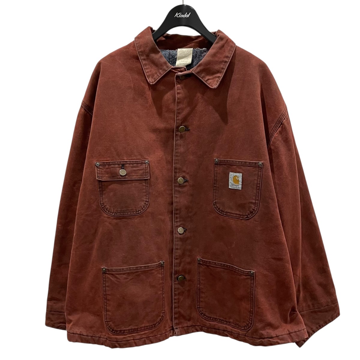 Carhartt ブラウン カバーオール USA製 カーハート 襟コーズ 裏ブランケットライナー ダック