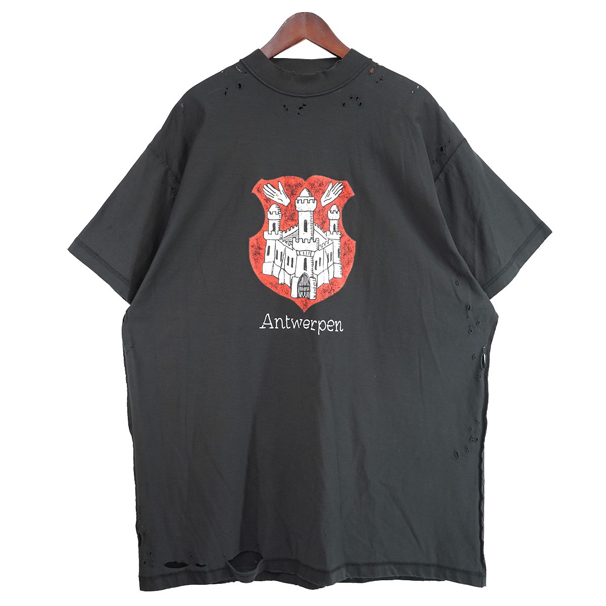 【中古】BALENCIAGA24AW ANTWERPEN INSIDE-OUT T-Shirt デストロイ ダメージ加工 アントウェルペン アントワープ オーバーサイズ Tシャツ ブラック サイズ：2【価格見直し】｜ブランド古着のカインドオル