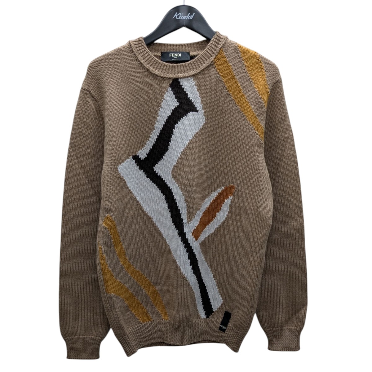 【中古】FENDI クルーネックニット ベージュ 大きさ：48 【230426】（フェンディ）
