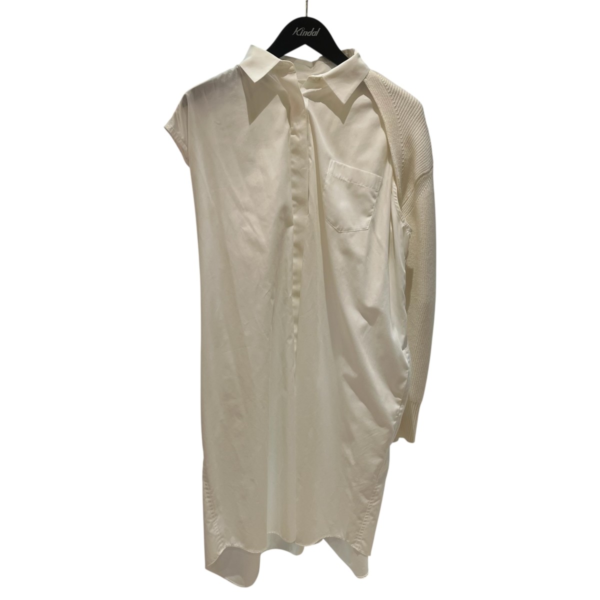 【中古】 sacai　 レイヤードニットシャツワンピース 23-06531 ホワイト サイズ：1 【200825】（サカイ）