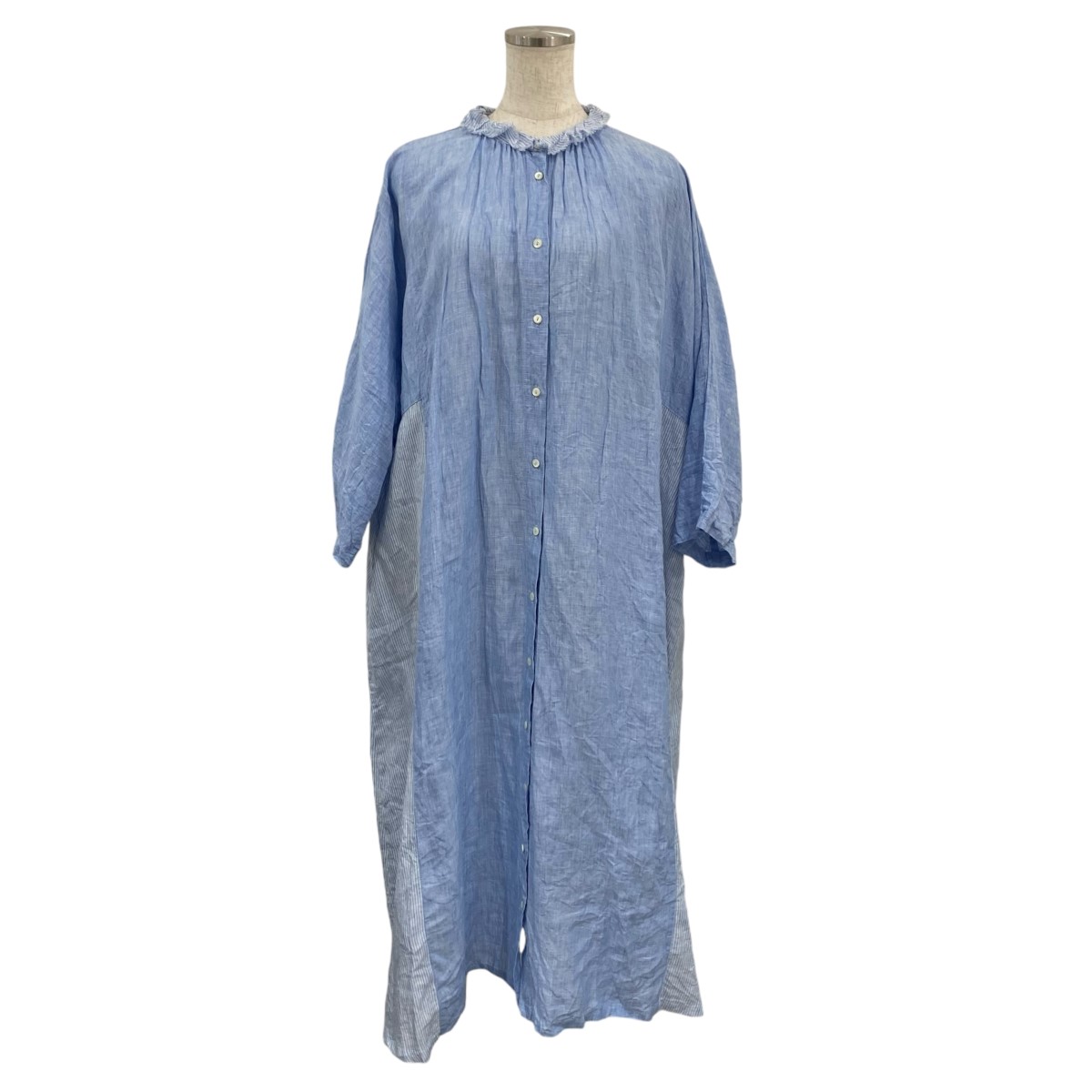 【中古】nest Robe24AW デッドストックリネンコンビワンピース スカイブルー サイズ:Free【価格見直し】|ブランド古着のカインドオル
