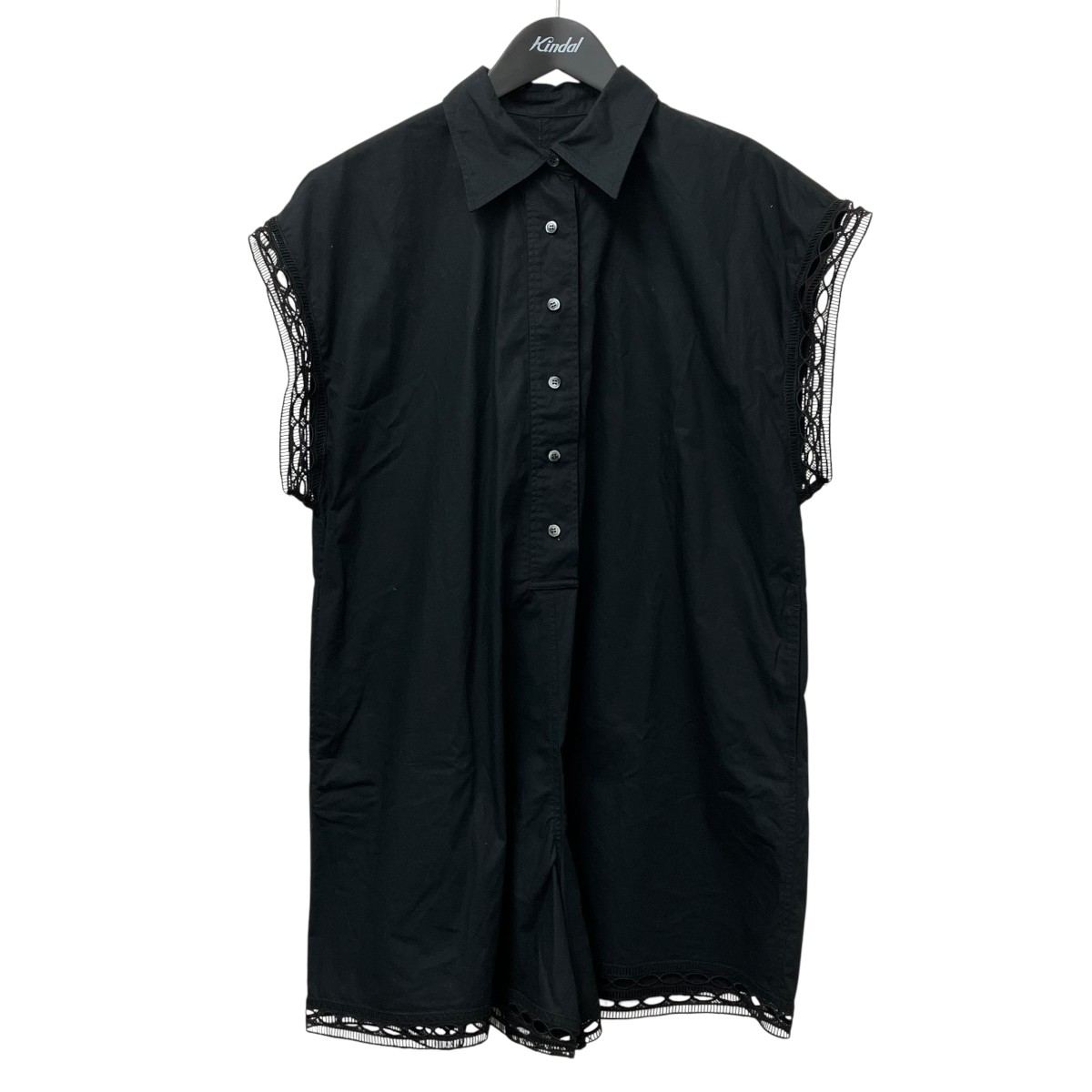 【中古】Adam et Rope　レースシャツロンパース GAY-05100-A ブラック サイズ：F 【150426】（アダムエロペ）｜ブランド古着のカインドオル