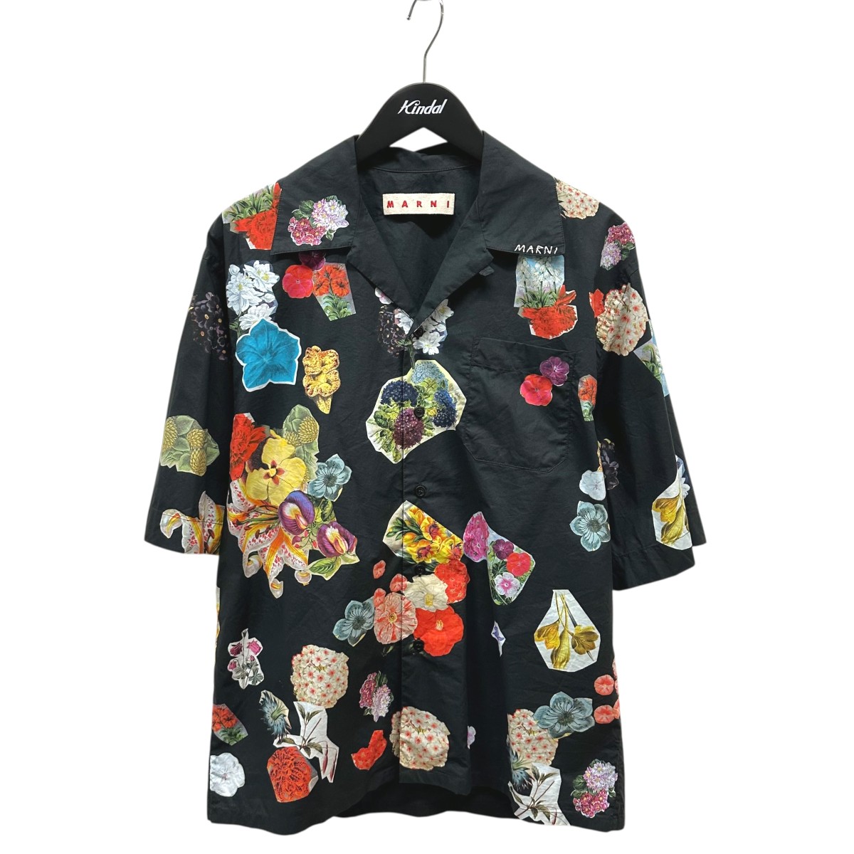 【中古】 MARNI 24SS 花柄 半袖シャツ CUMU0213S4 ブラック サイズ：46 【価格見直し】