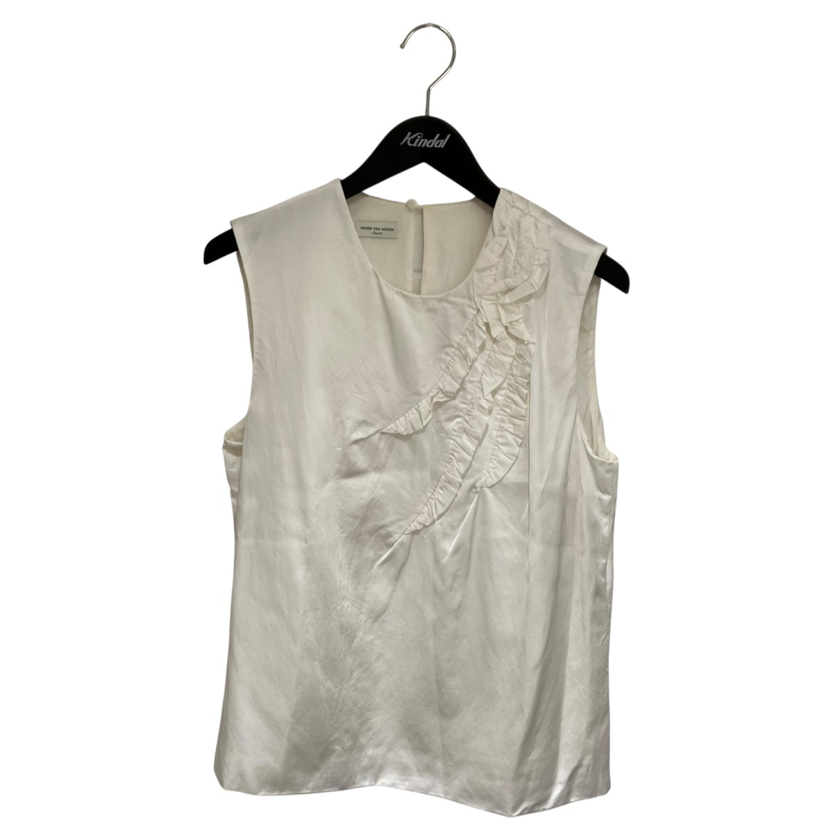 【中古】\u003cBR\u003eDRIES VAN NOTEN\u003cBR\u003eノースリーブフリルブラウス 白いこと 大きさ：40\u003cBR\u003e【通貨価値思いなおす】