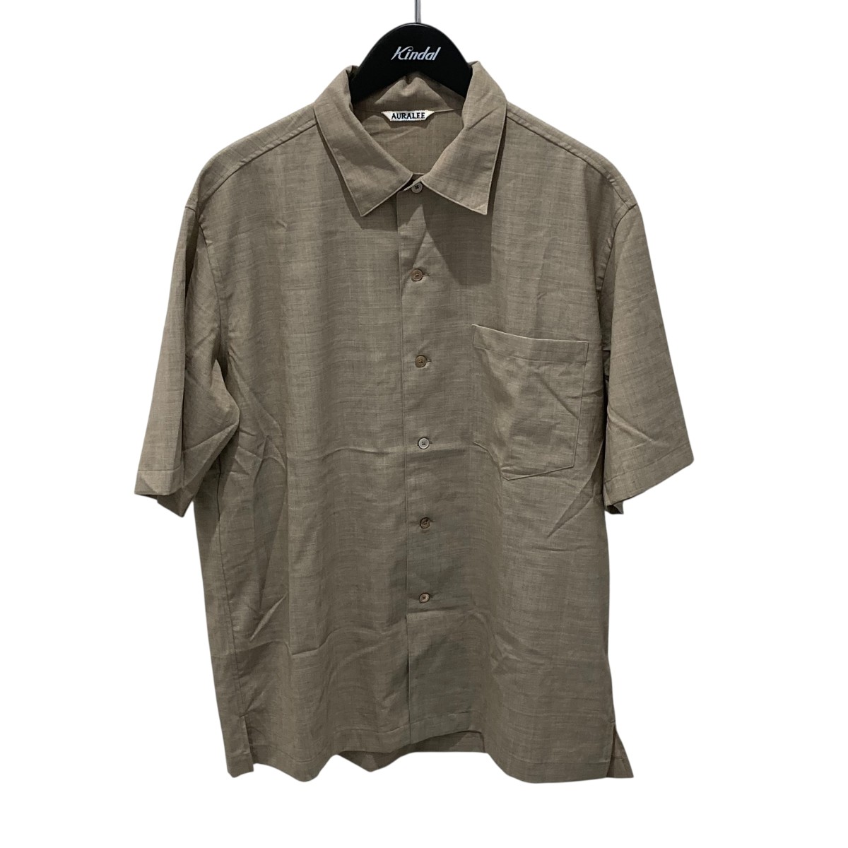 【中古】AURALEE SUPER FINE TROPICAL WOOL OPEN COLLAR HALF SLEEVED SHIRT オープンカラーシャツ A25SS02WT ベージュ 大きさ：3 【050626】（オーラリー）